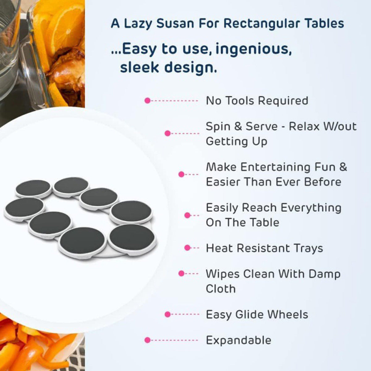 Rotating Lazy Susan Dinner Plate – 360° Revolving Dining Table Turntable for Serving & Sharing Food