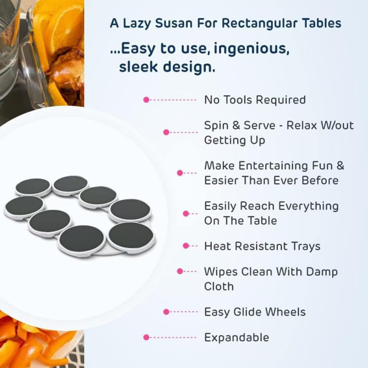 Rotating Lazy Susan Dinner Plate – 360° Revolving Dining Table Turntable for Serving & Sharing Food